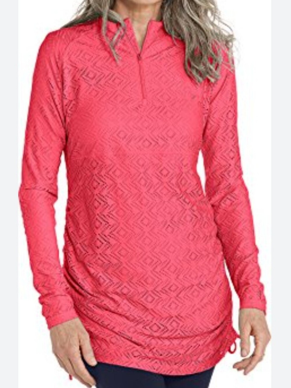 NWT Coolibar Crochet Ruche Swim Shirt UPF 50+